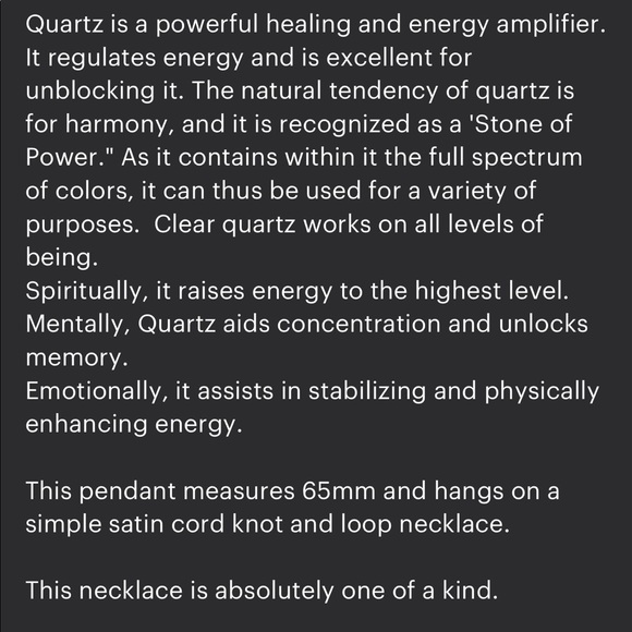 OOAK quartz pendant handmade artisan - Picture 4 of 4